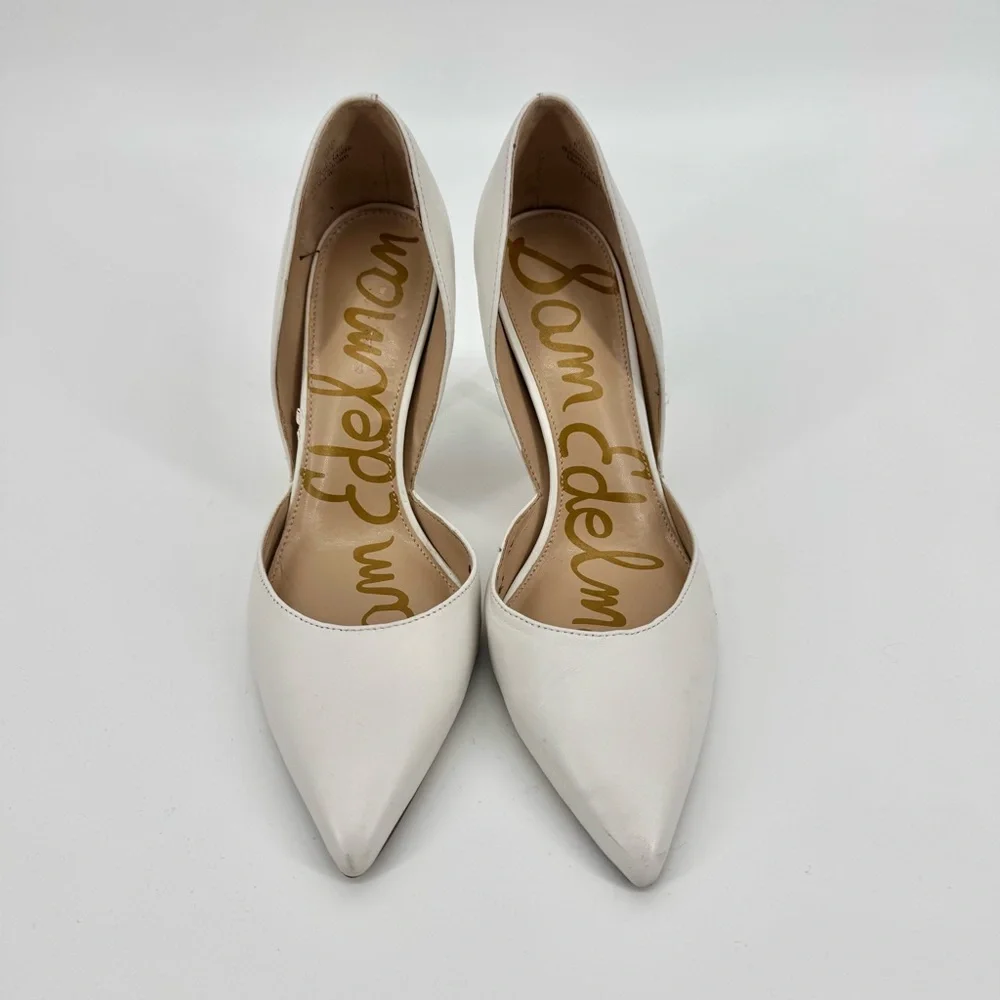 Sam Edelman d’Orsay Leather Pump Pointed Stiletto Heels in White Size 6.5